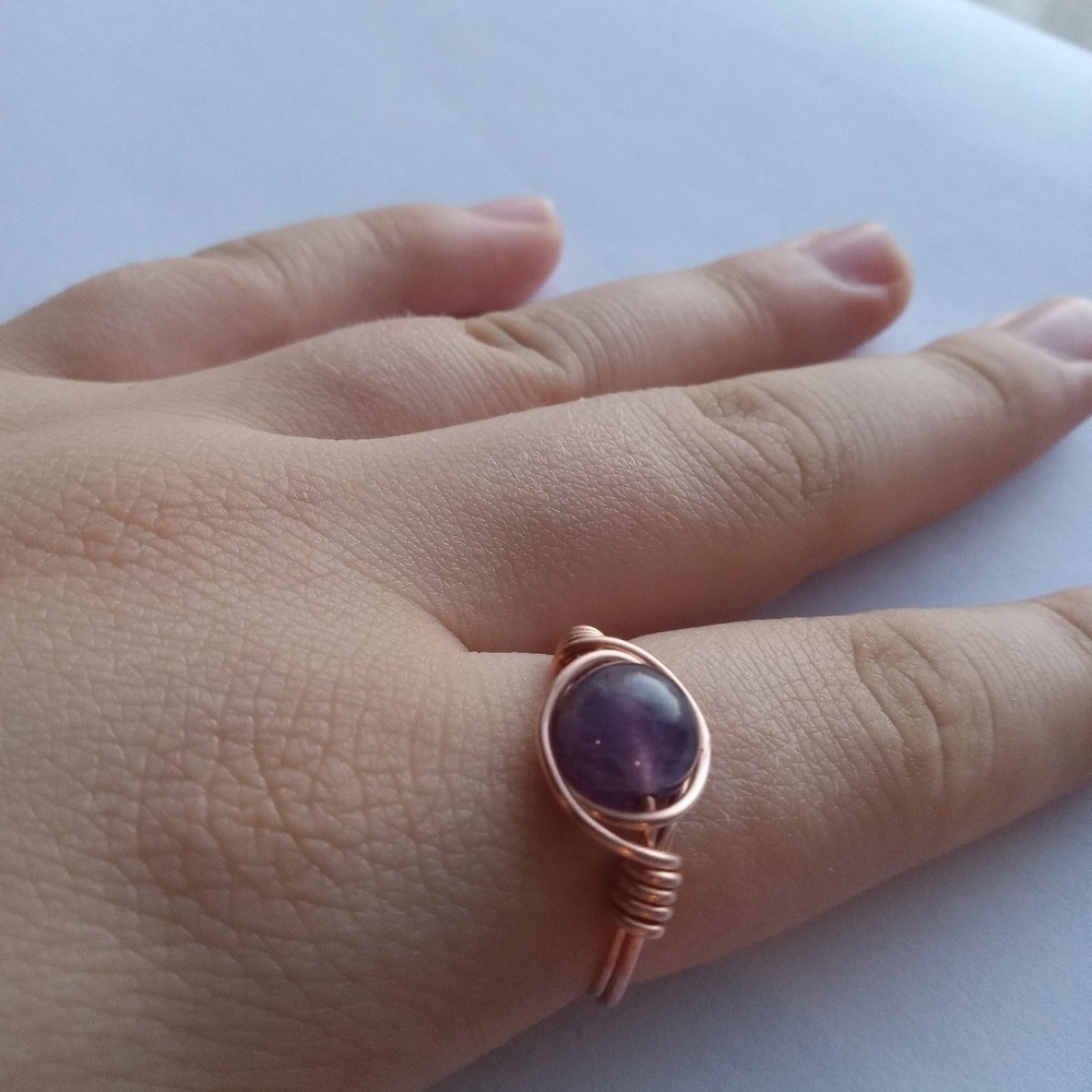 Amethyst wire wrapped ring size 8 - Picture 2 of 7